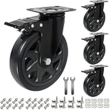 6 Inch Caster Wheels 3000lbs,Heavy Duty Casters Set