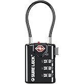 SURE LOCK TSA Compatible Travel Luggage Locks, Inspection Indicator, Easy Read Dials TSA Approved with Zinc Alloy