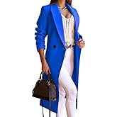 IDEALSANXUN Long Wool Coats for Women Fall Winter Trench Coat Peacoat Double Breasted Blazer Jackets Overcoat