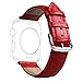 TOROTOP for Apple Watch Band 38mm, Genuine Leather Crocodile Pattern Watch Band Red Replacement Strap with Silver Deployment Clasp for 38mm Apple Watch Series 1 Series 2 Series 3 Model