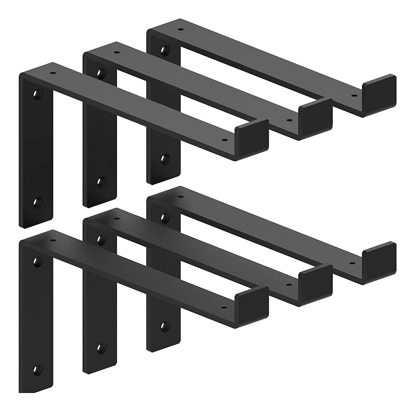 Photo 1 of Shelf Brackets 10 Inch Lip Brackets, Heavy Duty Industrial Forged Steel Metal Floating Shelf Wall Brackets for a True 10'' Lumber Board 6 Pack
