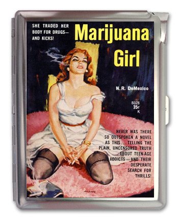 Marijuana Girl Cigarette Case Lighter or Wallet Business Card Holder