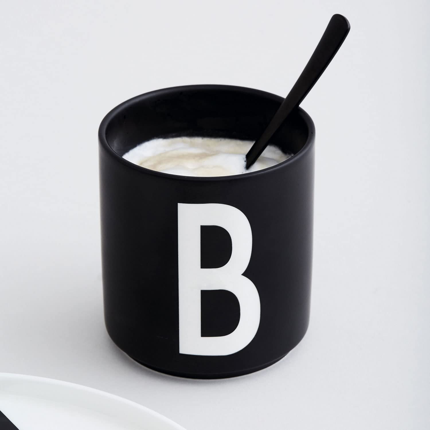 Design Letters Coffee Cup (A-Z) | Personalized Gift for Men, Women & Friends | Porcelain Mug | Tea Cup | Initial Letter for Table Decoration | Black 250 Ml