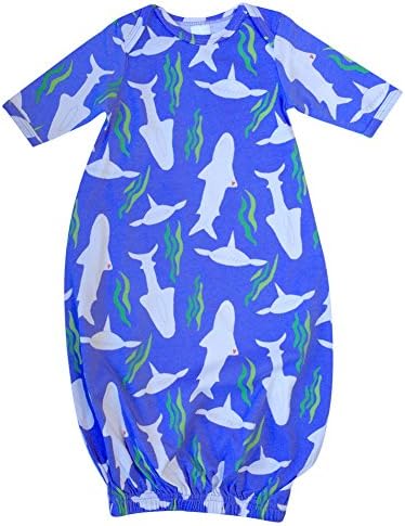 Satsuma Designs Unisex Baby Organic Infant Gown 3-6mos Sharks