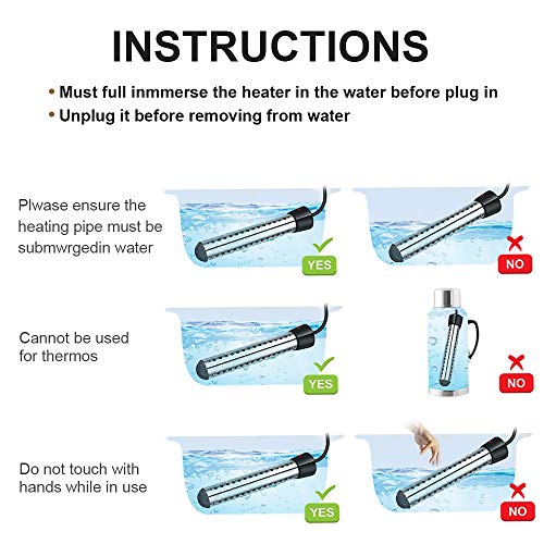 LIVEBAY Immersion Water Heater, Quick 1500W Submersible Water Heater, Temp Indicator