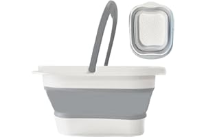 WMHYLYH Collapsible Pedicure Foot Spa Bath Massager for Dry Cracked Feet, Feet Soaking Tub with Massage Acupoint, Pedicure Foot Soak Basin Plastic Bucket with Handle(White)