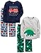 Simple Joys by Carter's Boys' 4-Piece Pajama Set (Cotton Top & Fleece Bottom), Grey/Green Dinosaur/Firetruck/Heroes, 2T