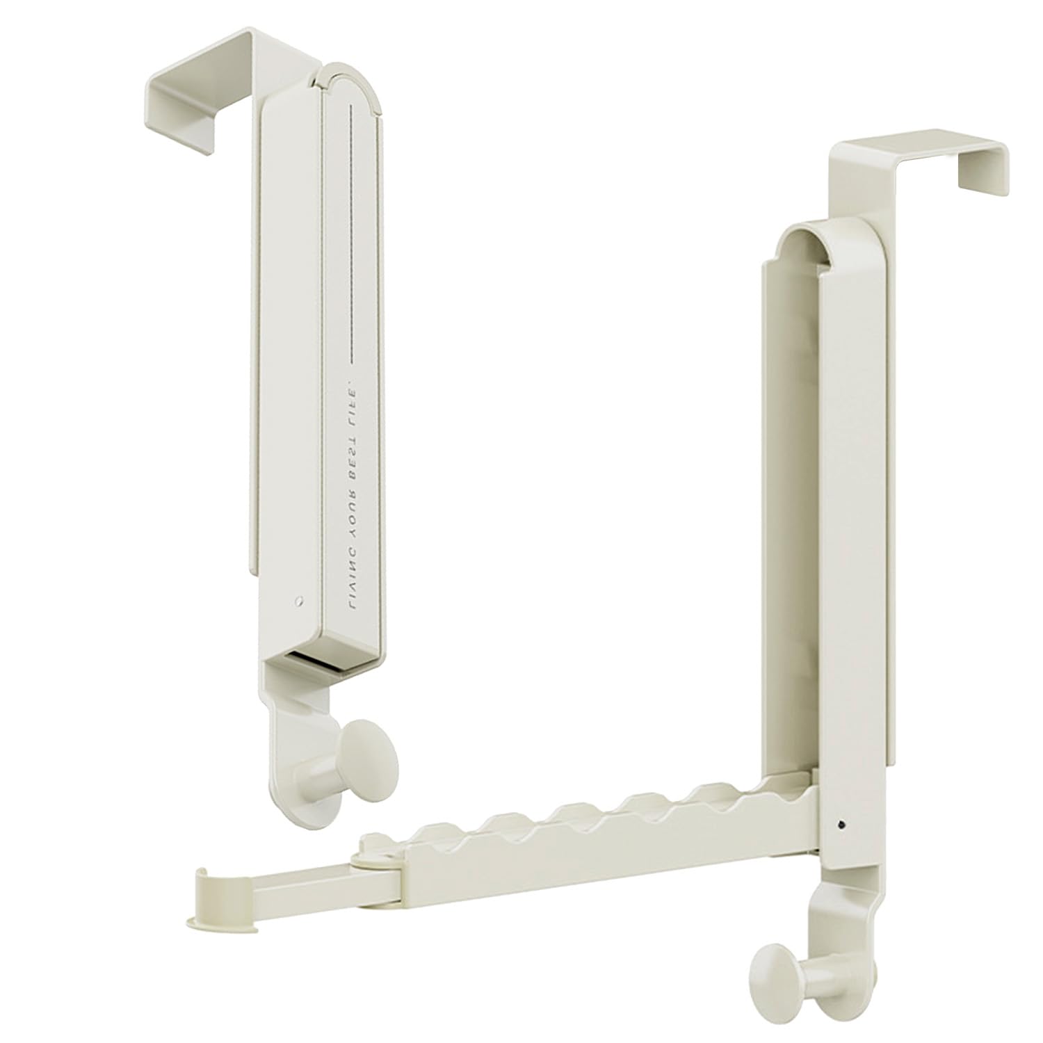 Huipalon Over Door Hanger Aluminum Foldable Over the Door Hanger for Clothes Coat No Drilling Telescopic Over Door Airer Travel Clothes Drying Rack Behind The Door for Home Travel Office (Off White)
