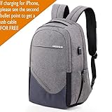 Laptop Backpack, Sosoon Business Bags with USB Charging Port Anti-Theft Water Resistant Polyester School Bookbag for College Travel Backpack for 15.6-Inch Laptop and Notebook, Gray