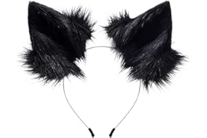 HAOAN Handmade Cat Fox Fur Ears Hairhoop Headwear Anime Fancy Dress Party Cosplay Halloween Costume Headband Hairband