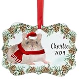 Gray Hamster Christmas Ornament 2024 - Personalized