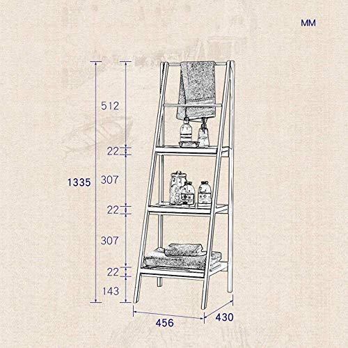 Wisdom Shelving & Storage Standing Solid Wood Frame Ladder Rack Wall Shelf Frame Flower Shelf Frame Blue/Milky/Walnut Sturdy Durable,Milky