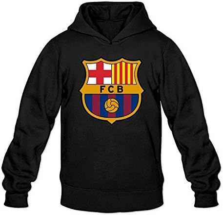 Mens FC Barcelona Soccer Football Hoodie Sweatshirt 80% Cotton 20% Polyester (Large, Black)