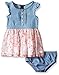Calvin Klein Baby-Girls Denim Dress with Crinkle Georgette Skirt and Lining, Blue, 12 Months
