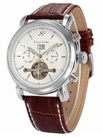 KS Tourbillon Automatic Mechanical Date White Dial Mens Sport Wrist Watch KS004