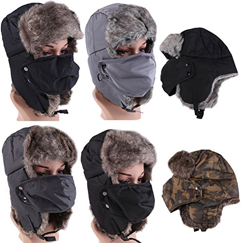 VktechÂ® Men Ski Snow Snowboard Hat Winter Fuax Fur Thick Warm Neck Ear Face Warmer