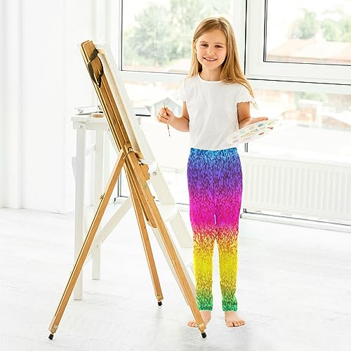 Rainbow Glitter Background Baby Girls Toddler Leggings Kids Yoga