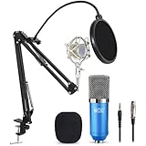 TONOR Professional Studio Condenser Microphone Computer PC Microphone Kit with 3.5mm XLR/Pop Filter/Scissor Arm Stand/Shock Mount for Professional Studio Recording Podcasting Broadcasting, Blue