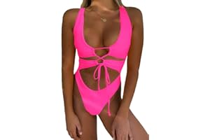 CHYRII Women's Sexy Cutout Lace Up Backless High Cut One Piece Swimsuit Monokini