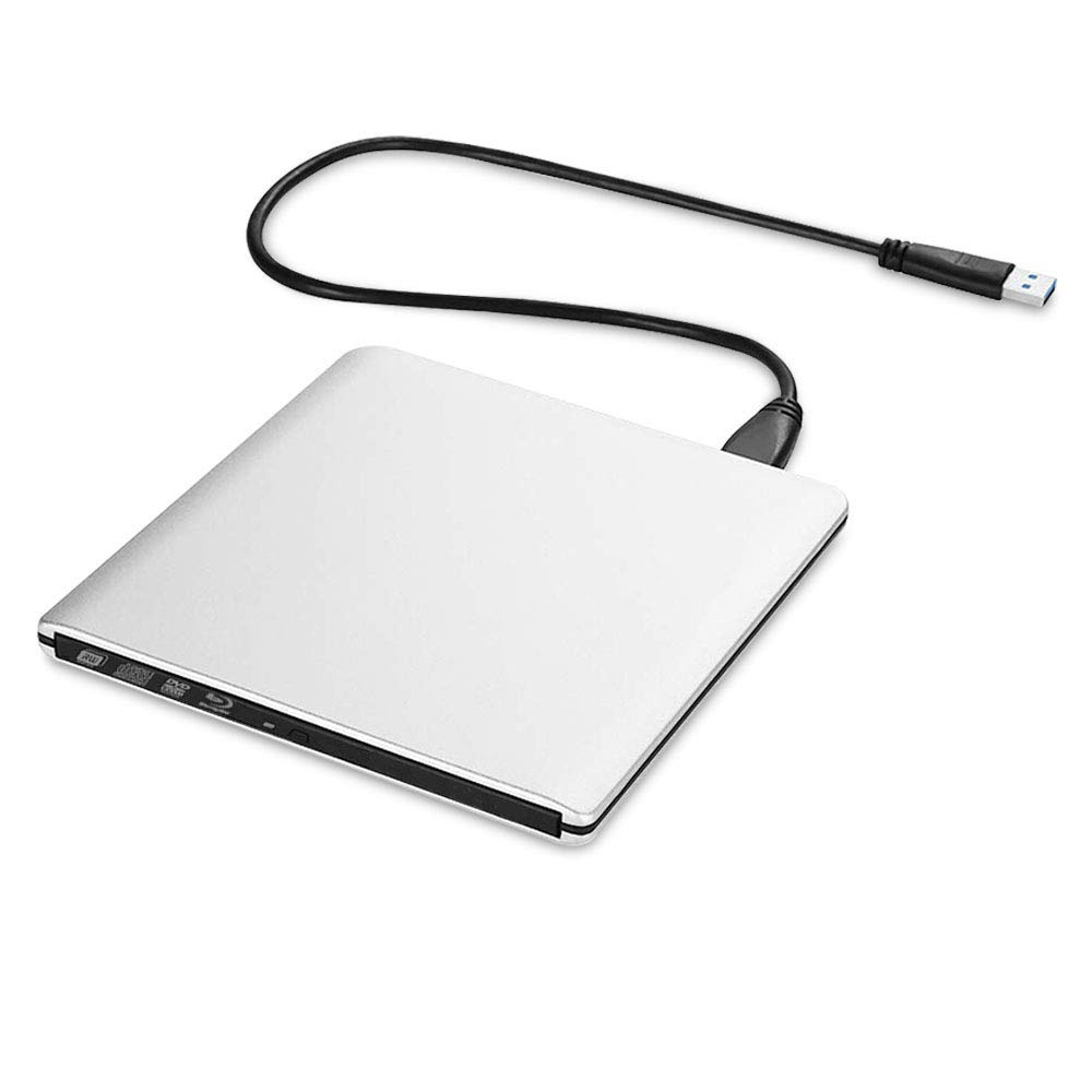 External DVD CD Blu-ray Drive USB3.0 BD 3D Blu-ray Player Portable DVD/CD-ROM BD-ROM Burner. High-Speed Data Transfer, Compatible with PC Laptops Desktops(Silver.)