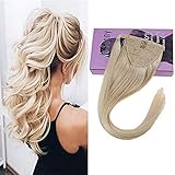 VeSunny 14inch Blonde Ponytail Extension Color #60 Platinum Blonde Real Hair Ponytail Extension Straight Remy Human Hair 80g/set