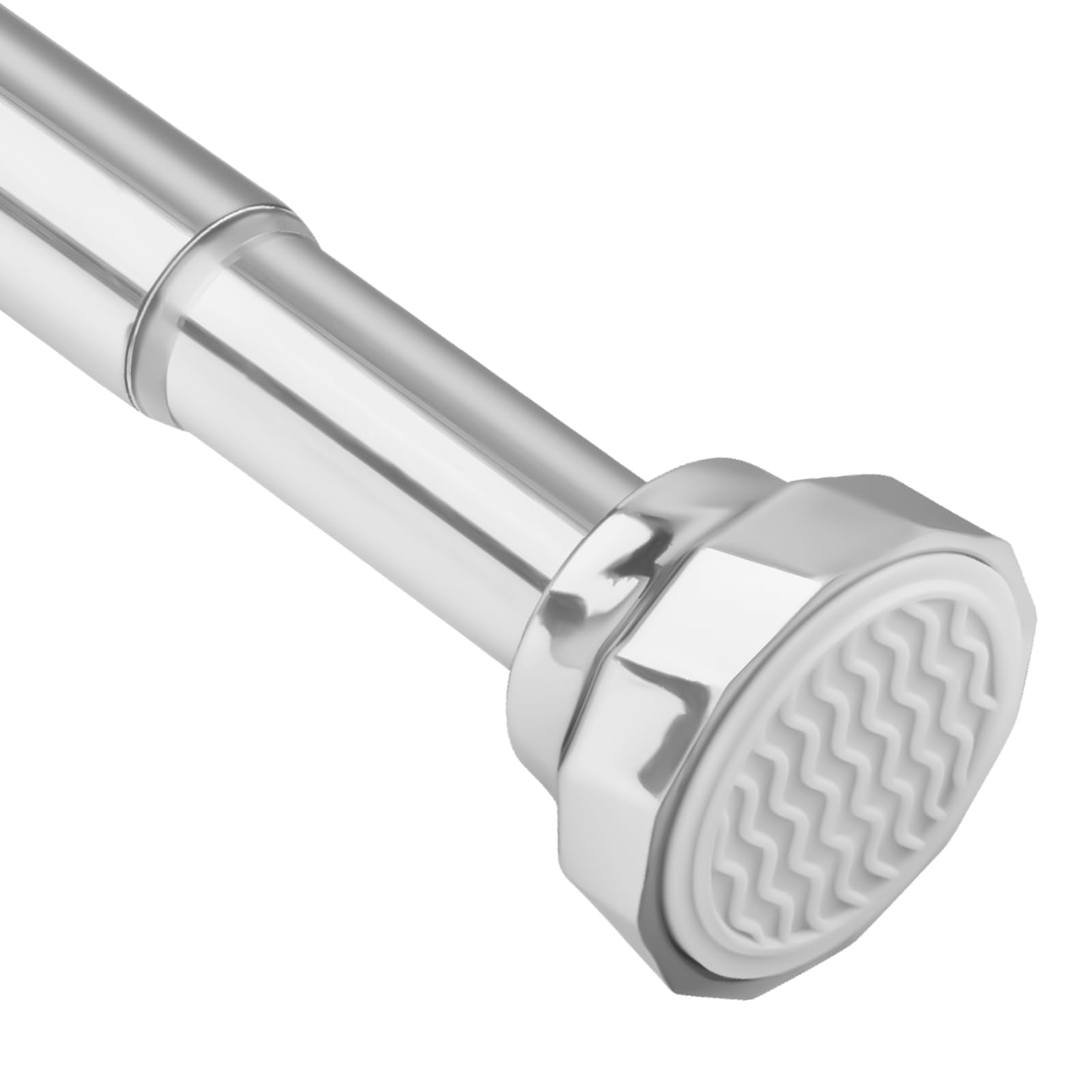 Stainless Steel Extendable Shower Curtain Rod 76-132cm, Silver Spring Tension Rod for Shower No Drilling for Bathroom, Kitchen and Balcony