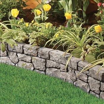 Amazon.com : Gardeneer Stonewall Faux Stone Border Edges, Grey, Pack of