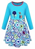 Kids Girls Cartoon Printed Pure Cotton Casual Long Sleeve Floral Dress