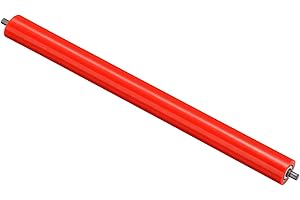 PATIKIL Polyurethane Coated Conveyor Roller 2" Diameter 24" Length, Stainless Steel Transmission Replacement Part Galvanized End, Red
