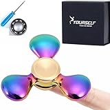 SYOURSELF Titanium Alloy Tri-Spinner Hand Fidget Toy +1 Replacement Stainless Steel Bearing-4-7min High Speed, Quiet EDC Focus Toy for Stress Relieve Anxiety Adult(Water Rainbow)