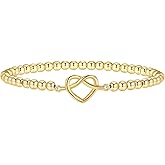 Lisitine Gold Bracelets for Women 14K Gold Beaded Bracelets Stackable Bracelets for Women Gold Charm Bracelet Non Tarnish Gold Jewelry for Women Trendy