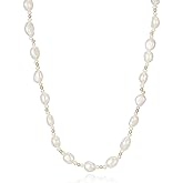 JaruJaru Freshwater Baroque Pearl Necklace,18K Gold Dainty Choker Necklace for Women Girls Plated 6-7mm Baroque Freshwater Pearls with 2-3mm Round Accents,Jewelry for Gift