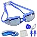 Swimming Goggles, PHELRENA Swim Goggles No Leaking Anti Fog Shatterproof UV Protection, with Silicone Nose Clip Ear Plugs and Protection Case Swim Goggles Suit for Men Women Kids-Best Swim Glasses