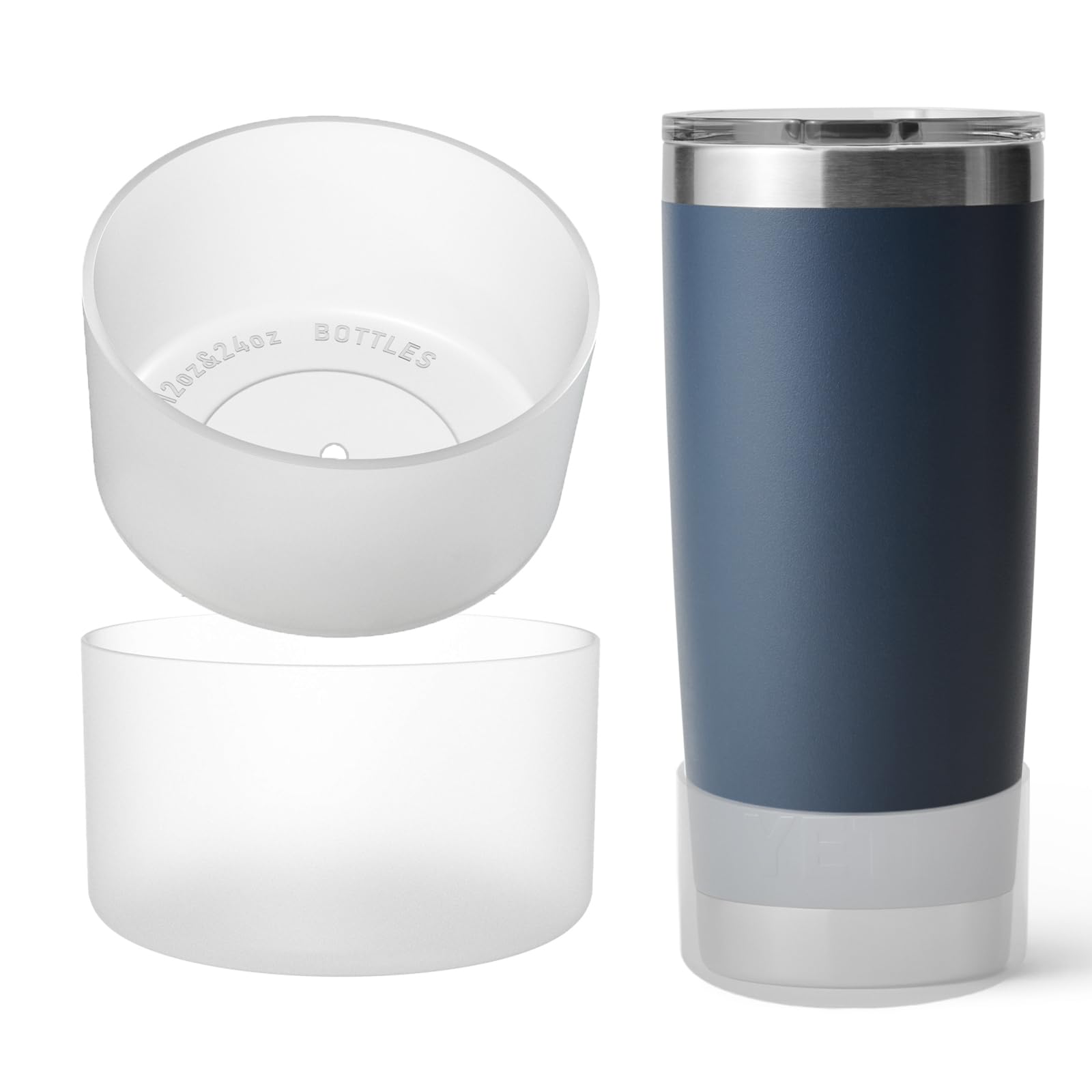 Photo 1 of OAWEEN 2 pcs Silicone Boot for YETI Rambler Tumbler 20 30 oz Mug 25-42 oz Bottom Diameter 2.87"-3.07" Anti-Scratch Protective Sleeve for Bottles Anti-Slip Clear Cover Outdoor Use Accessories