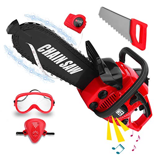 Kids Toy Tool Power Toy Chainsaw, Boys Construction Play Toy Power Saw Set, Toddlers Pretend Play Yardwork Lawn Equipment for Garden Tool