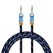 AUX Cable,EMK 3.5mm Nylon Braided Auxiliary Audio Cable [24KGold-Plated,Hi-fi Sound Quality] Tangle-Free AUX Cable for Headphones,Laptop,Phones,Tablets,MP3 Players,Car Stereos and More (3.3ft/1m)