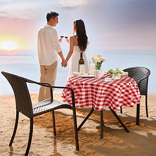 YEMYHOM Modern Printed Spill Proof Cloth Round Tablecloths (60" Round, Red and White)