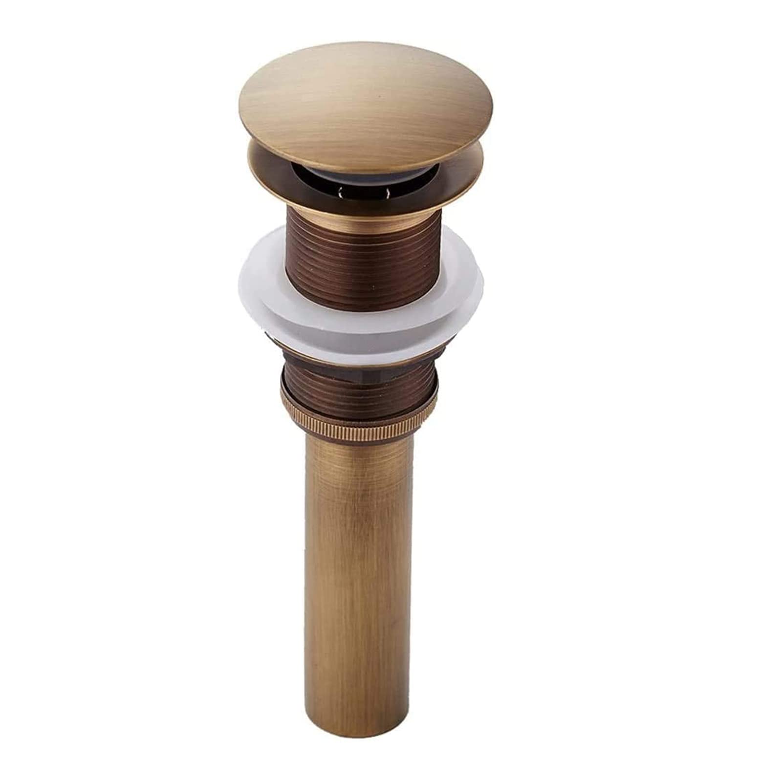CASEWIND Solid Brass Pop Up Drain Stopper, Vintage Basin Sink Plug Without Overflow, Bathroom Bath Waste Faucet Vessel Vanity Antique Retro Style