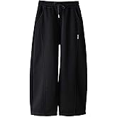 Boys Baggy Sweatpants Straight Leg Open Bottom Casual Sweat Pants Elastic Waist Joggers Pants with Pockets Fall Winter