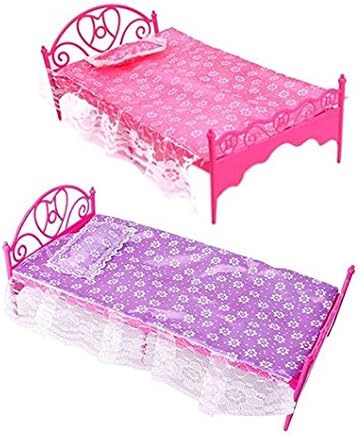 Dollhouse Furniture Bluelans Plastic Miniatures Bedroom Furniture Single Bed for Barbie Dolls Dollhouse