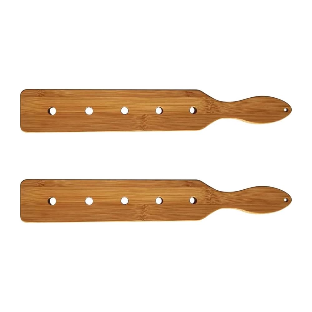 Anjuer 35.5 cm Bamboo Paddle Lightweight Durable Smooth Paddle with Air Flow Holes Unfinished Wooden Paddle