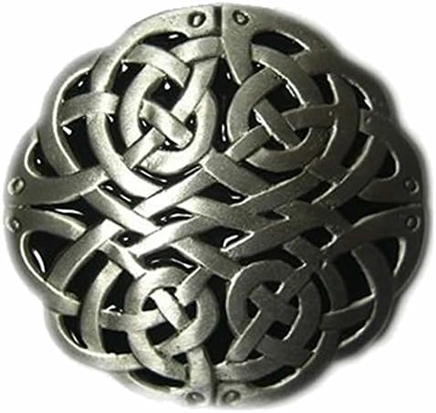 CELTIC ROUND BELT BUCKLE + display stand