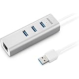 Anker Aluminium 3 Port USB 3.0 Hub mit Ethernet Port, 40cm / 1.3ft USB 3.0 Kabel [Ethernet Port RTL8153 Chipset + USB Ports VL812 Chipset] f&uuml;r Macbook, Ultrabook, Mac Mini, ChromeBook Pixel (Silber)