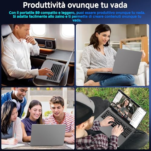 bvate Laptop Gaming 16 GB RAM 512 GB 1TB SSD Expansion Core i3 (up to 3.2 GHz) Notebook 16 Inch Laptop 1920 x 1200 IPS UHD 5G WiFi with Mouse & Keyboard Stickers Italian-Grey | Schermo IPS 1920×1200 FHD+, CPU fino a 3,2GHz, 5G WiFi, Mouse e adesivi tastiera italiana inclusi