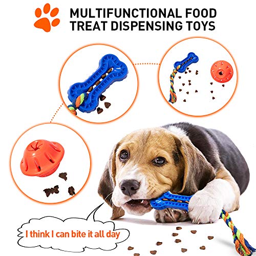 shuny 5 Pack Puppy Teething Chew Toys for Small Dogs,Durable Puppy Biting Toys for Teeth Cleaning with Rope and Food Treat Dispensing Ball