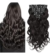 Clip in Human Hair Extensions Body Wave,120g 8pcs Soft Body Wave Clip In Hair Extensions, 16inch ...