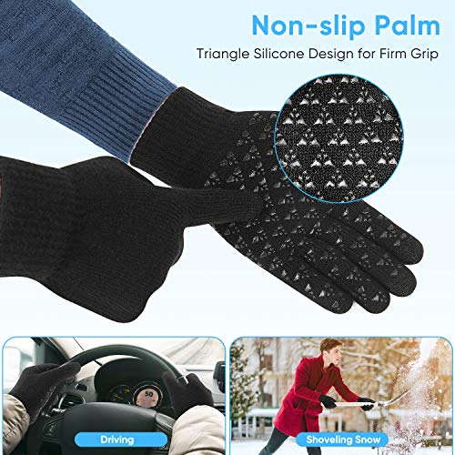 Touchscreen Winter Gloves for Men Women - Warm Knit Gloves with Thickened Cuff & Anti-Slip Palm, 3 Finger Touchscreen for Texting & Driving - Thumbnail 2