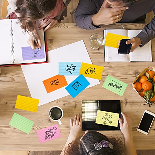 Koogel Karteikarte Linierte, 300 Blätter Linierte Lernkarten 125 mm x 75 mm Karteikarten 8 Farbenin für Unterwegs Vokabel Lernen Büro Schule Präsentation