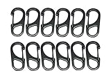 Bytiyar Small Metal Carabiner Paracord Clips Snap Hooks with Fixed Eye-Hole(0.39/0.47in) Spring Clasps Keychain Buckles and Accessories Tool, Large(1.77in) Small(1.21in) Black Silver