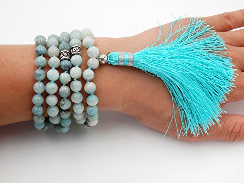 Gemstone Mala Beads Necklace, Mala Bracelet, Buddha necklace, Hand Knotted Mala (amazonite)